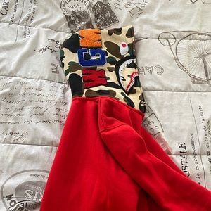 Bape Half Camo Red Shark Full Zip Up Hoodie
